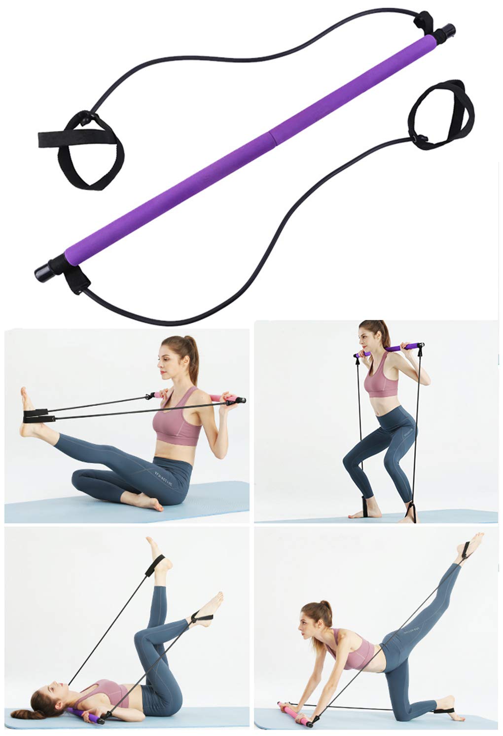 Premium Resistance Band Yoga Pilates Bar Kit with Foot Loop - Portable Home Gym Equipment for Full Body Workout, Muscle Toning & Strength Training - Perfect for Yoga, Pilates, Home Exercise & Fitness Enthusiasts