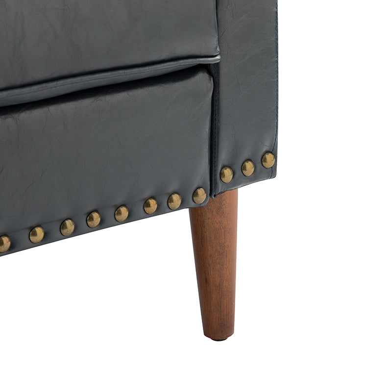 Rafaella Vegan Leather Armchair with Solid Wood Legs - Modern Vegan Leather Lounge Chair with Sturdy Wooden Legs for Living Room, Office, or Reading Nook