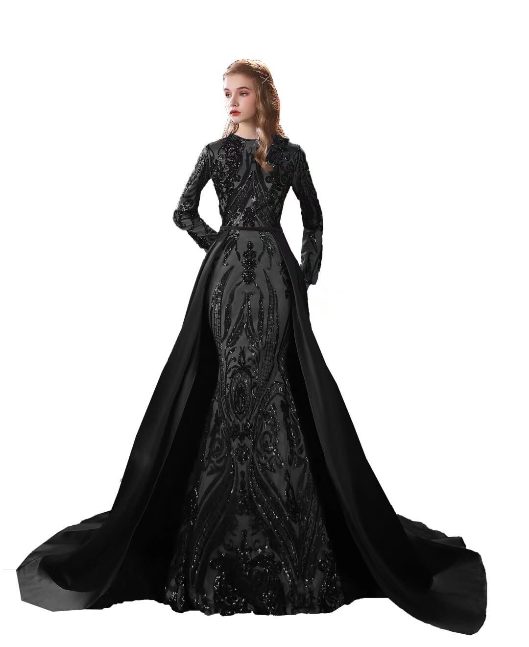 FTBY Green Sequin Evening Dress - Elegant Prom Gown with Detachable Mermaid Skirt for Women | Perfect for Homecoming, Cocktail Parties & Formal Events