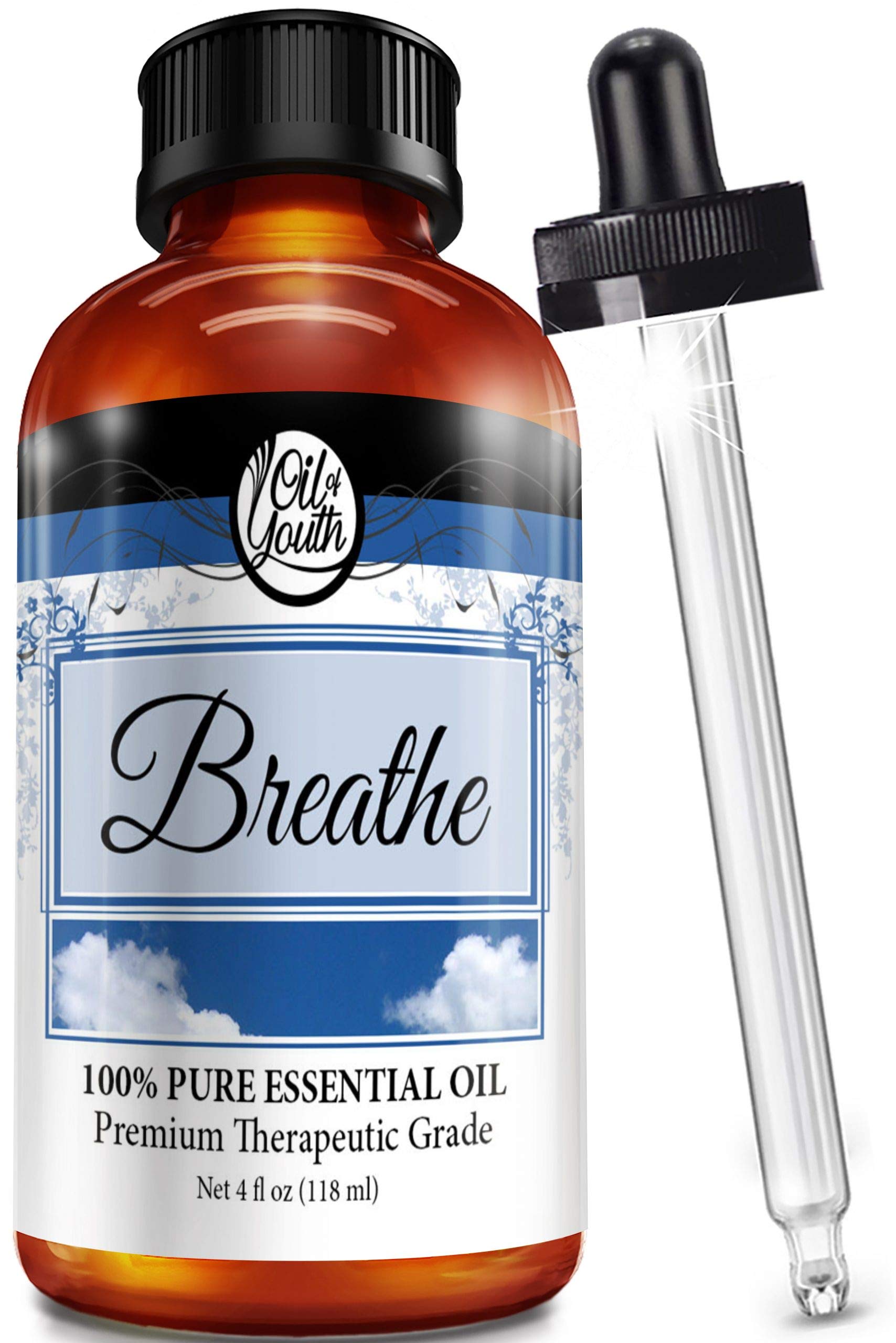Youthful Glow 4oz Therapeutic Grade Breathe Blend Essential Oil - 100% Pure Natural Aromatherapy Oil for Diffusers, Massage & Relaxation - Perfect for Stress Relief, Yoga, Meditation & Home Spa