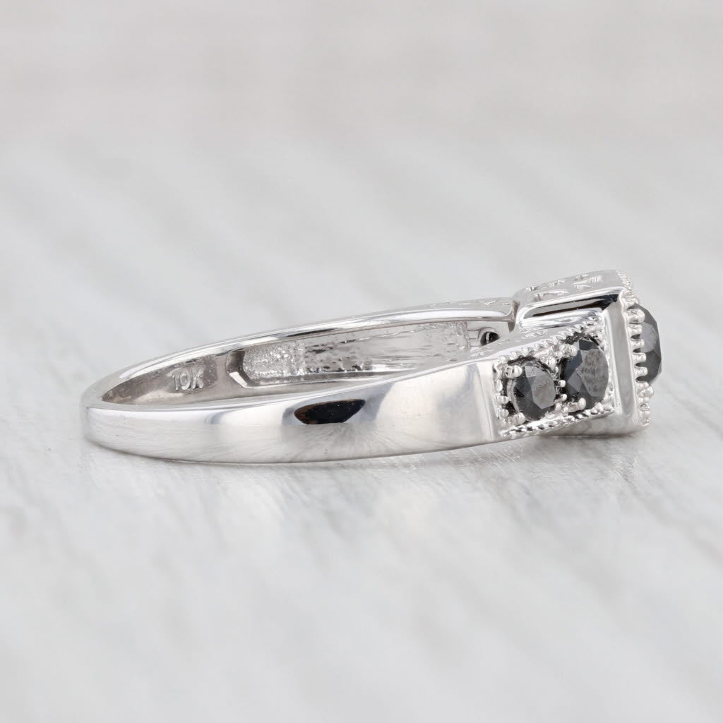 0.57ctw Black Diamond Engagement Ring - 10k White Gold Size 7.25 - Perfect for Proposals, Anniversaries & Romantic Occasions