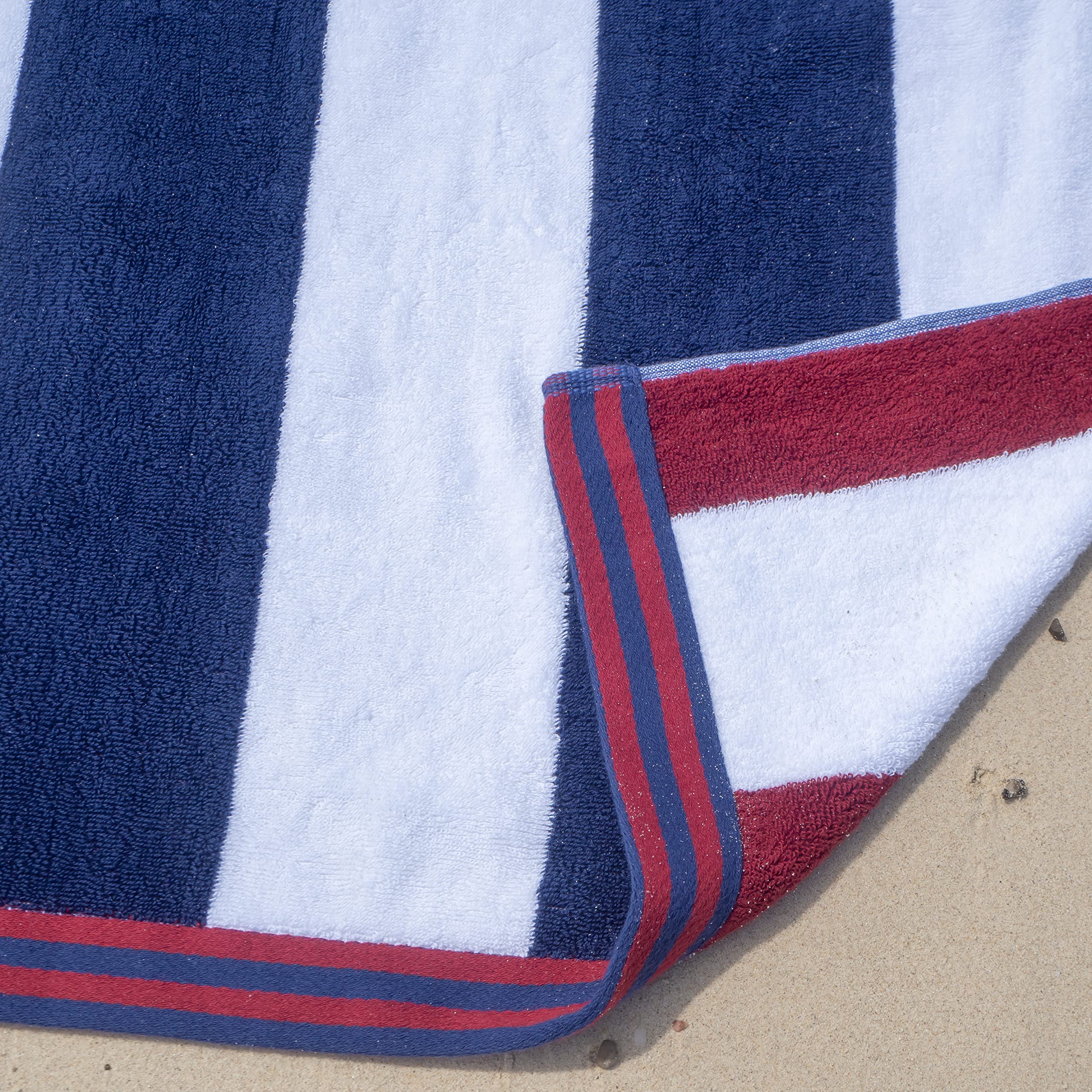 Aston & Arden Reversible Luxury Beach Towel - 8 Pack 100% Ring Spun Cotton, Extra Large 35x70 Inches, Ultra Soft & Absorbent 600 GSM Plush Pool Towels for Bath, Spa, Hotel, Travel - Navy/Maroon - Perfect for Beach Vacations, Poolside Lounging & Gym Use