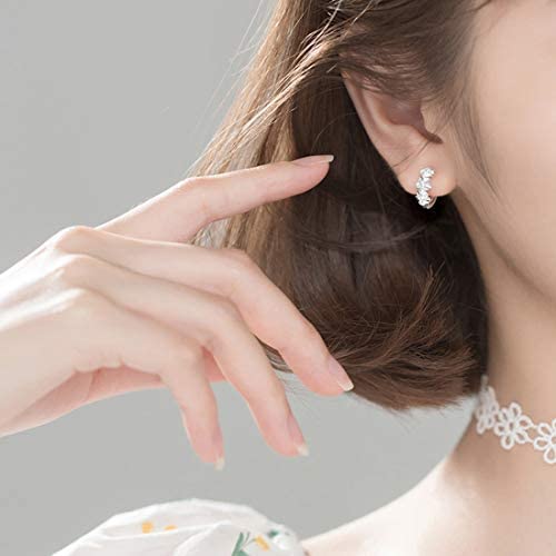 925 Sterling Silver Floral Hoop Earrings for Women - Small Huggie Hoop Earrings with Plumeria Flower Design - Perfect for Everyday Wear, Parties & Gifts