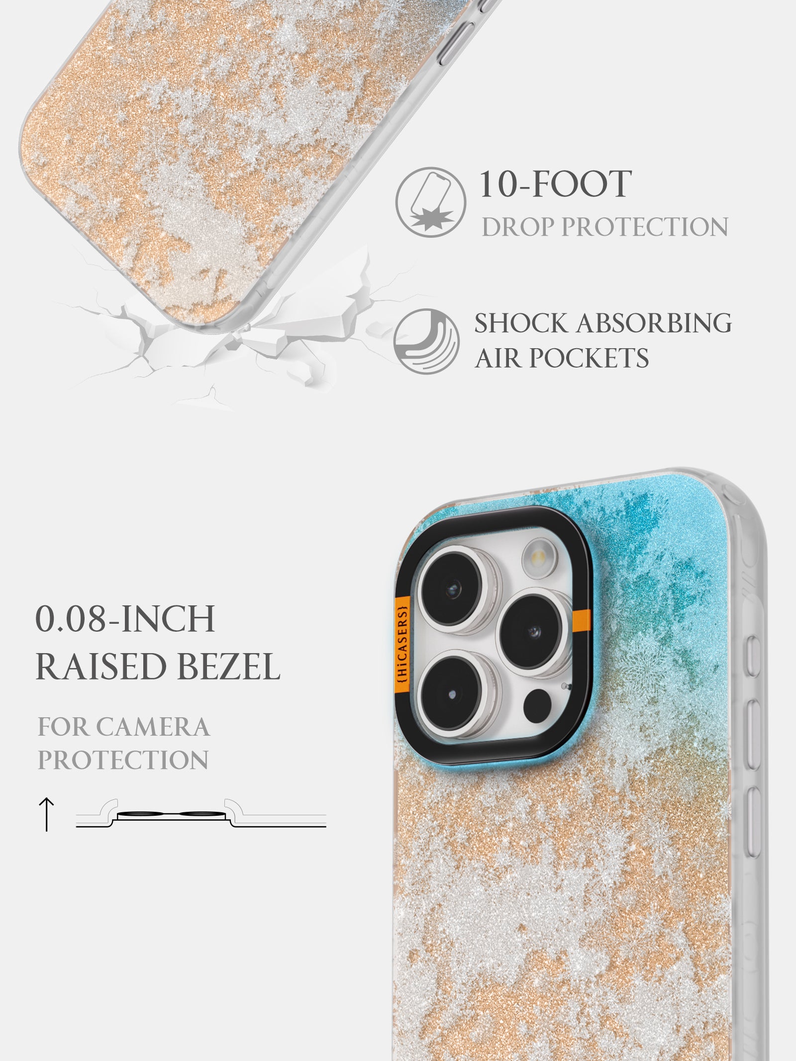 Snowflake Pattern Glitter Phone Case for iPhone & Samsung - Shimmering Peach Pink Cover with Holiday Winter Design - Perfect for Christmas, New Year & Winter Season Gifts
