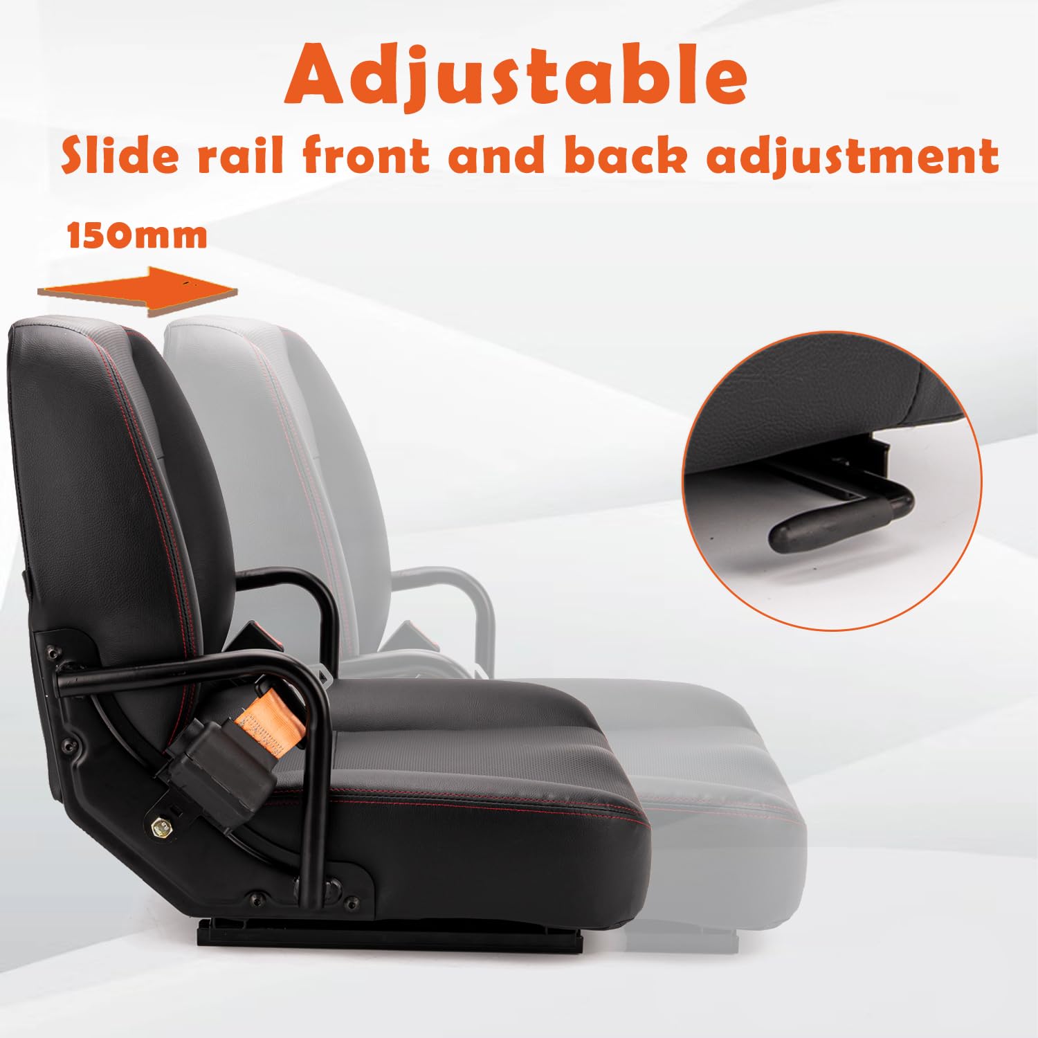 Universal Forklift Seat with Hip Restraint, Micro Switch & Safety Belt - Heavy Duty Tractor Seat for Mower, Skid Loader, Telehandler, Backhoe, Excavator - Ergonomic Design for Comfort & Safety in Construction, Farming & Industrial Equipment