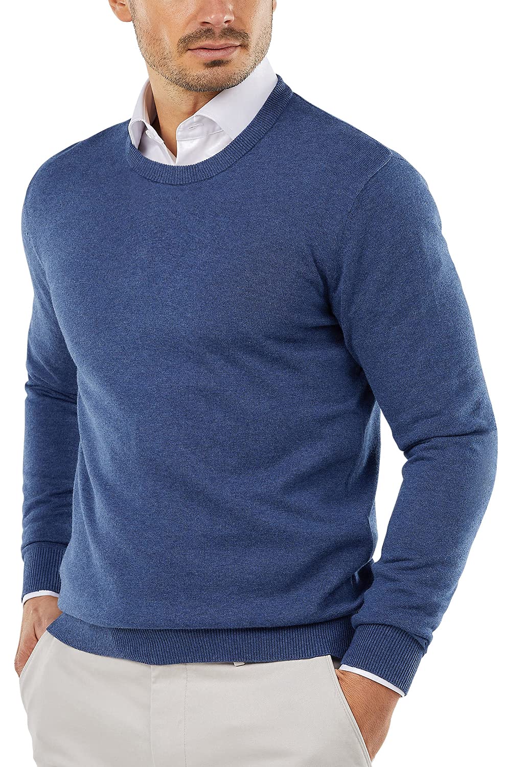 COOFANDY Men's Slim Fit Lightweight Knit Crew Neck Sweater - Casual & Dressy Pullover Sweatshirt for Office, Date Night & Fall Layering
