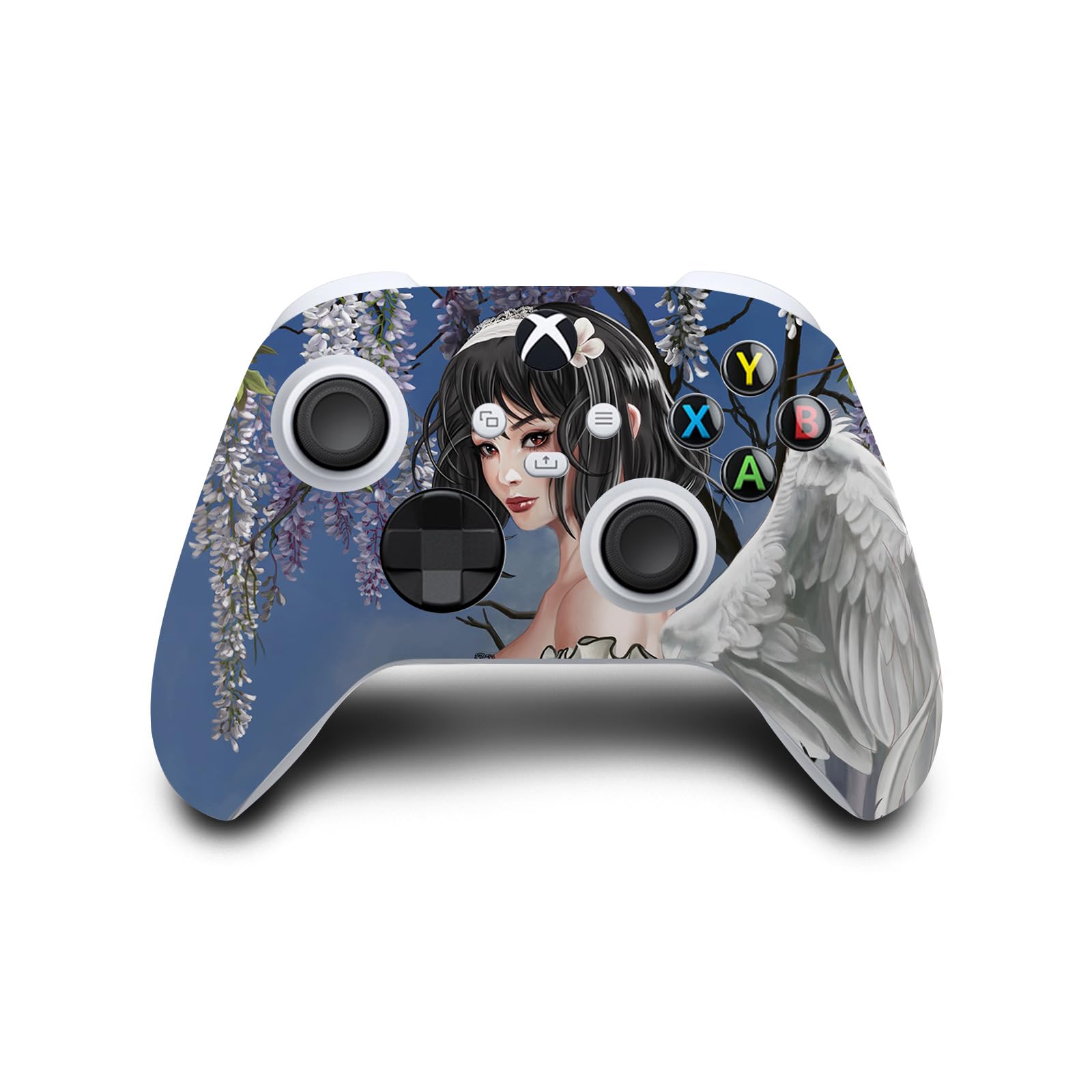 Official Nene Thomas Angel & Flowers Anime Fairy Gothic Vinyl Skin Sticker Decal Compatible with Xbox Series S Console & Controller Bundle - Perfect for Gaming, Collectors, and Anime Fans