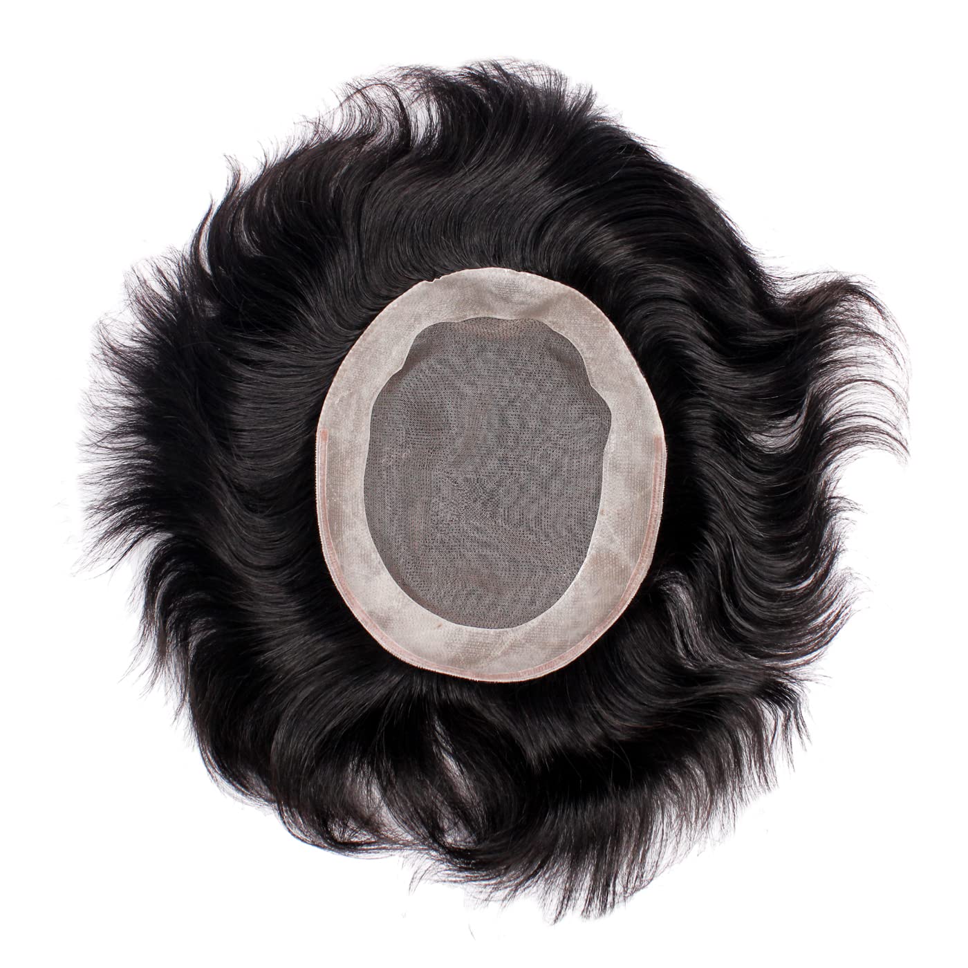 Majik USA Monofilament Hair Patch for Men - Natural Black 8X6 Toupee with Hair Brush, 4 Clips & 1 Tape | Realistic Hair Replacement System for Thinning Hair | Perfect for Daily Wear, Special Occasions & Confidence Boosting