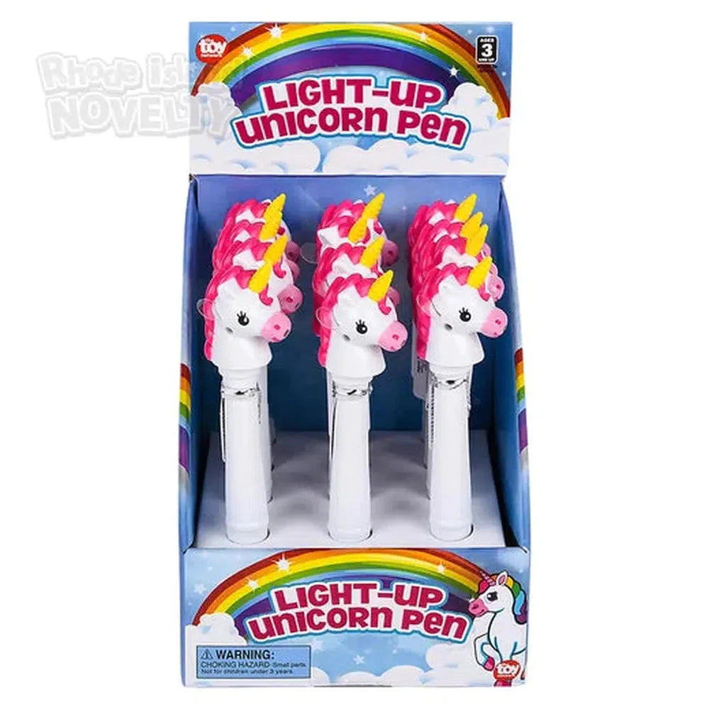 6 Pack LED Unicorn Pens with White Light - Fun Glow in The Dark Writing Pens for Kids, Party Favors, School Supplies & Nighttime Writing