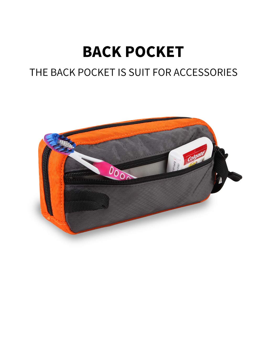 GOX Travel Toiletry Bag for Men - Waterproof Dopp Kit & Multifunctional Packing Organizer Pouch (Orange/Grey) - Perfect for Business Trips, Gym, Camping & Travel Accessories