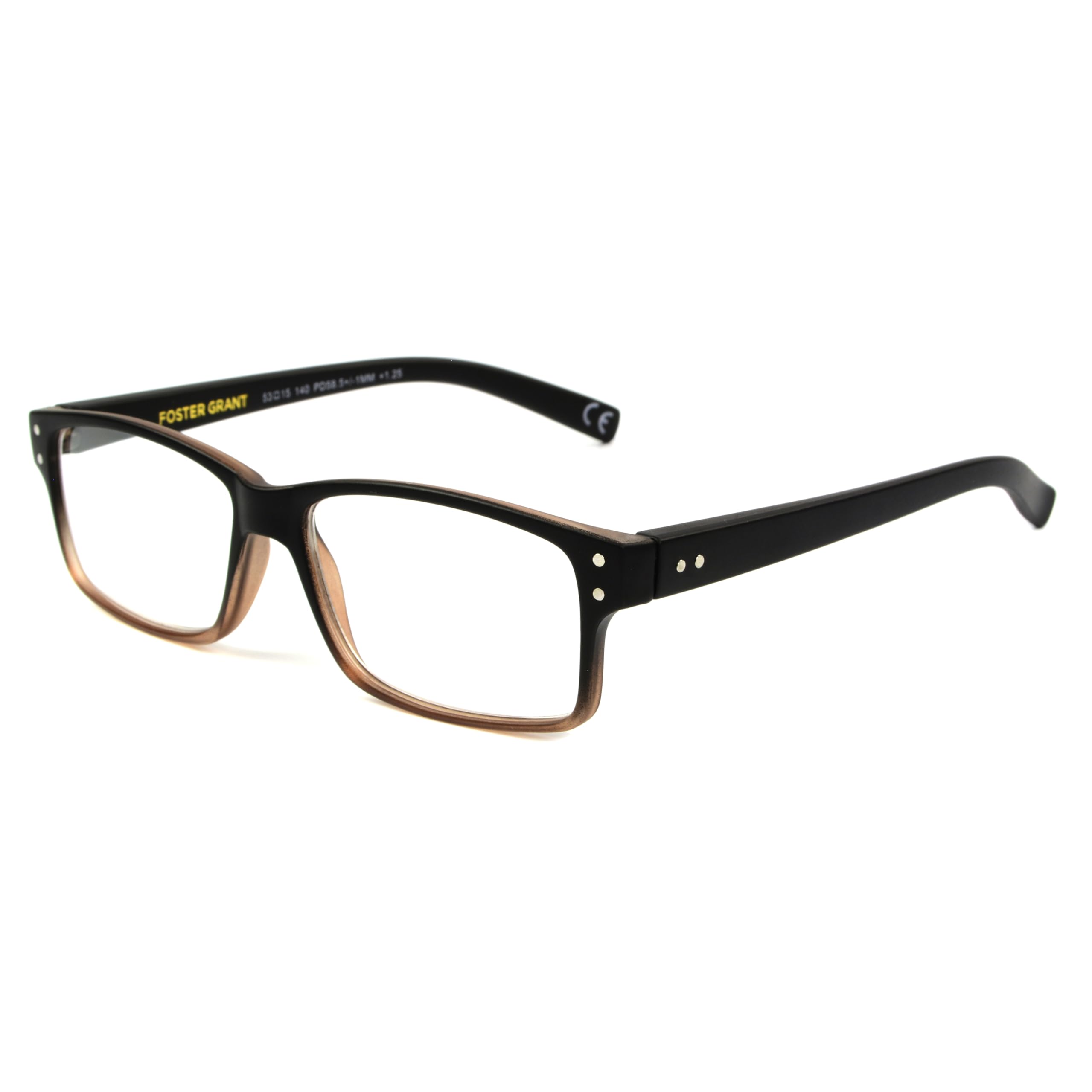 Foster Grant Men's Thomson Square Reading Glasses +1.00 to +4.00 Strength - Lightweight Metal Frame for Computer Work & Reading - Classic Rectangular Eyewear for Office & Home Use