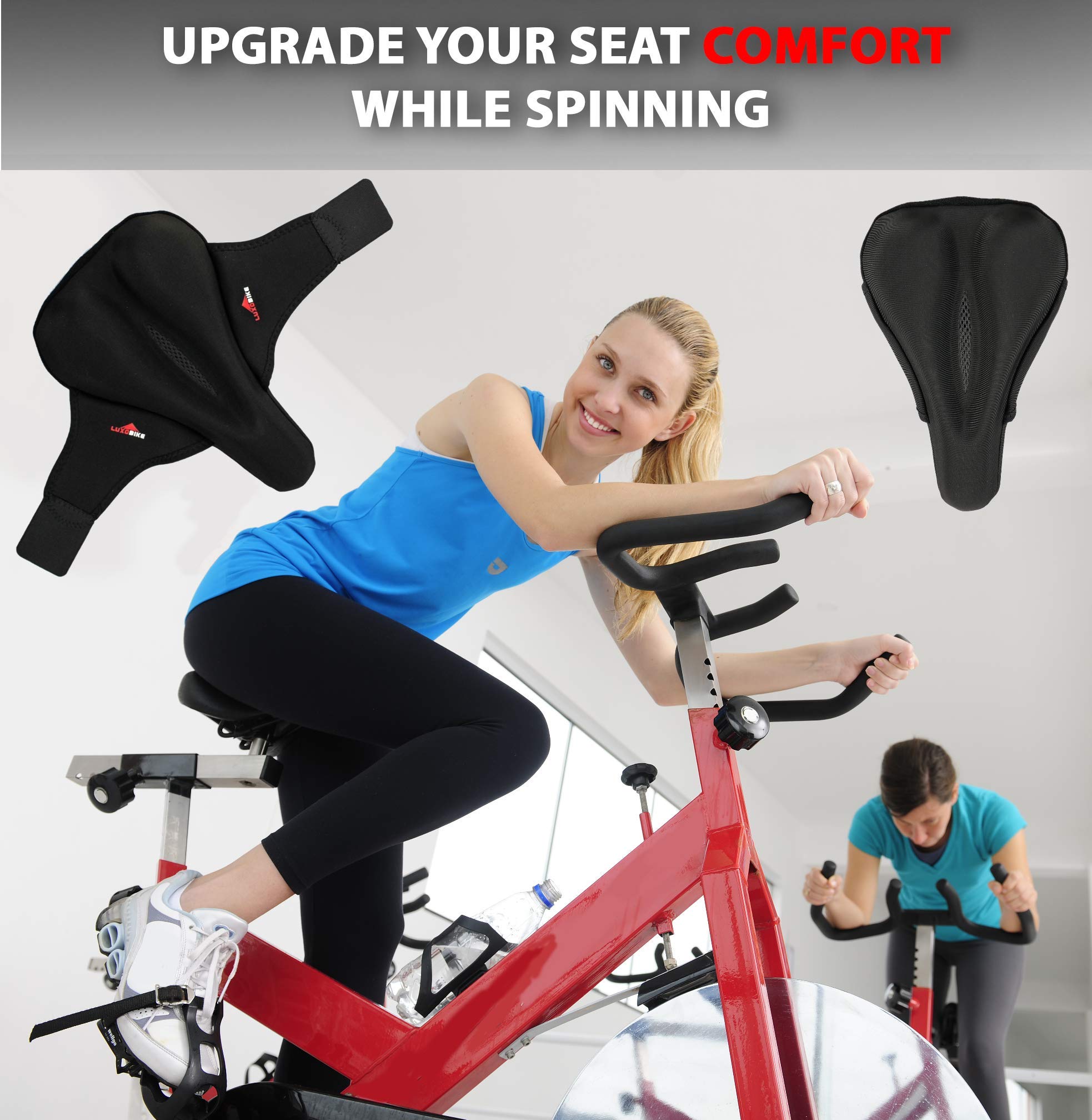 Premium Gel Bike Seat Cover - Extra Padded & Comfortable Bicycle Seat Cushion for Men & Women - Soft Silicone Cycling Seat Pad for Mountain/Road Bikes - Ideal for Outdoor Cycling, Stationary Bikes & Spin Classes - Relieves Pressure During Long Rides