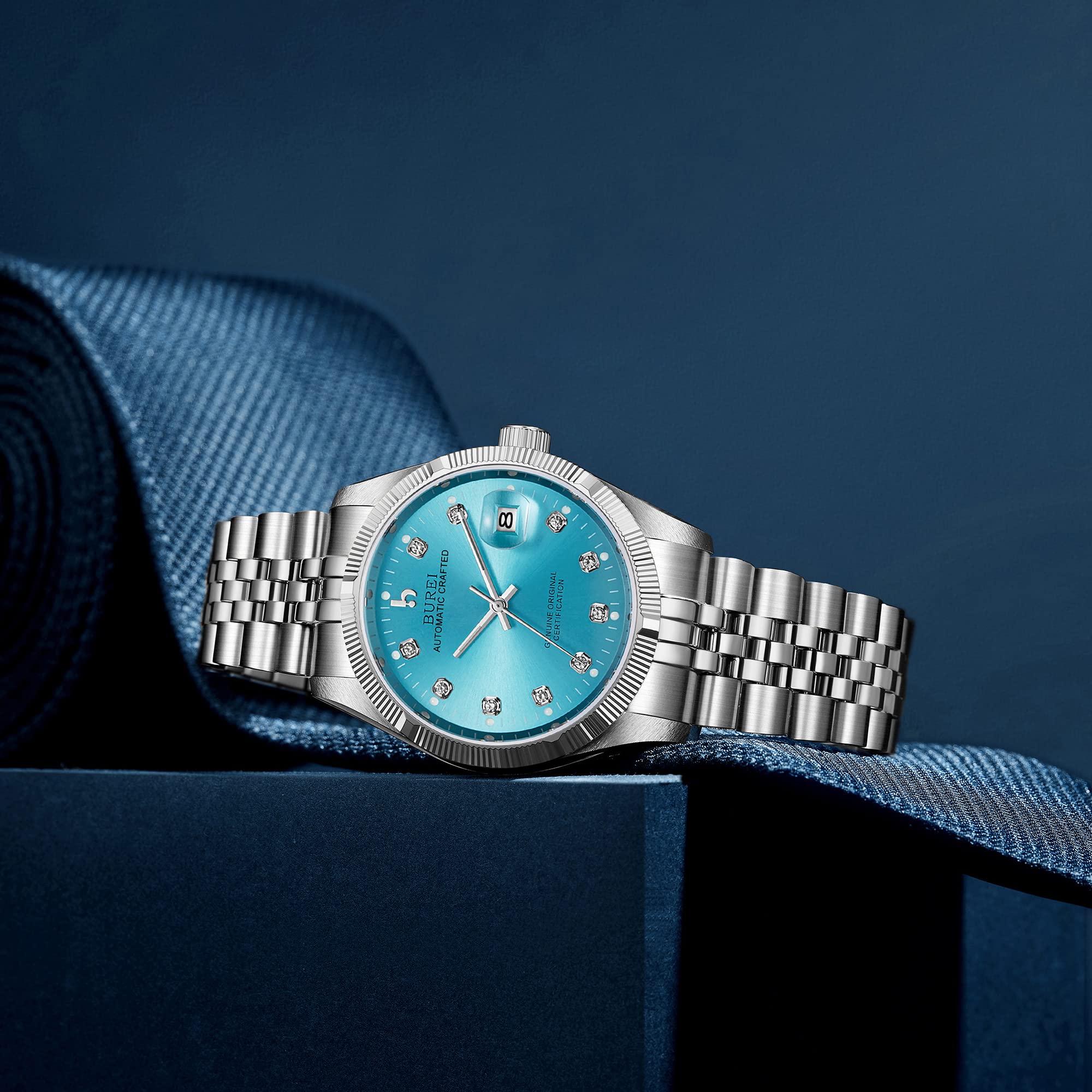 BUREI Men's Automatic Mechanical Watch - Luxury Business Stainless Steel Waterproof Self-Winding Watch for Men | Perfect for Office, Formal Events & Everyday Wear