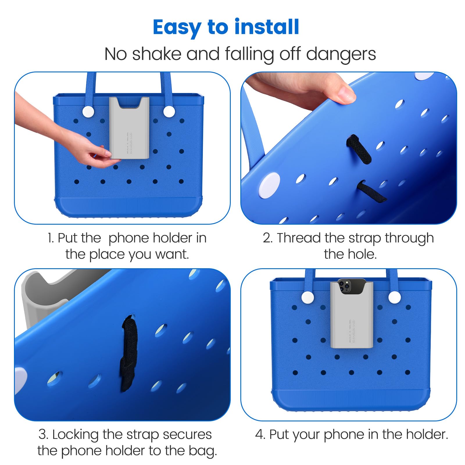 OUTXE Silicone Phone Holder for Bogg Bag - Universal Phone Case Holder Charm Accessory Compatible with All Bogg Bags & Beach Totes - Perfect for Beach, Pool, Shopping & Outdoor Activities