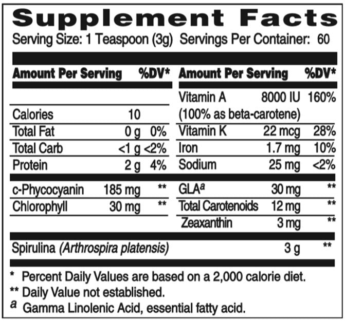 Organic Spirulina Powder 6.4 oz (181g) - Superfood Supplement for Energy, Detox & Immunity Boost - Perfect for Smoothies, Juices & Healthy Recipes
