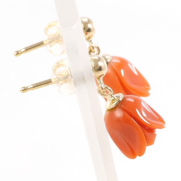 18K Yellow Gold Coral Earrings for Women - Elegant Handmade Dangle Earrings for Party, Wedding & Special Occasions