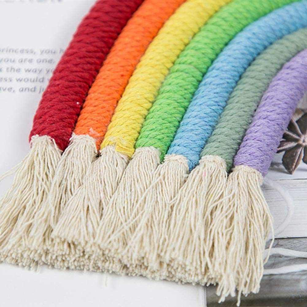 iKASUS Macrame Wall Hanging - Handwoven Rainbow Wall Decor for Nursery, Baby Room & Kids Playroom | Boho Chic Home Decoration for Apartments, Bedrooms & Living Rooms | Perfect for Nursery Themes, Gender Reveals & Boho Home Styling