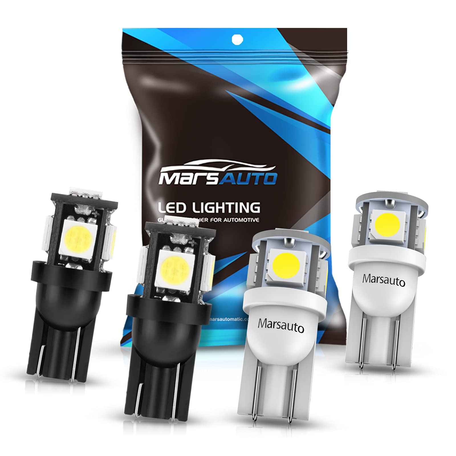 MarsAuto 194 LED Light Bulbs - Super Bright T10 168 2825 5SMD LED Bulbs for Interior Car Lights, License Plate Lights, Dome Map & Door Lights | Perfect for Car Upgrades & Nighttime Visibility