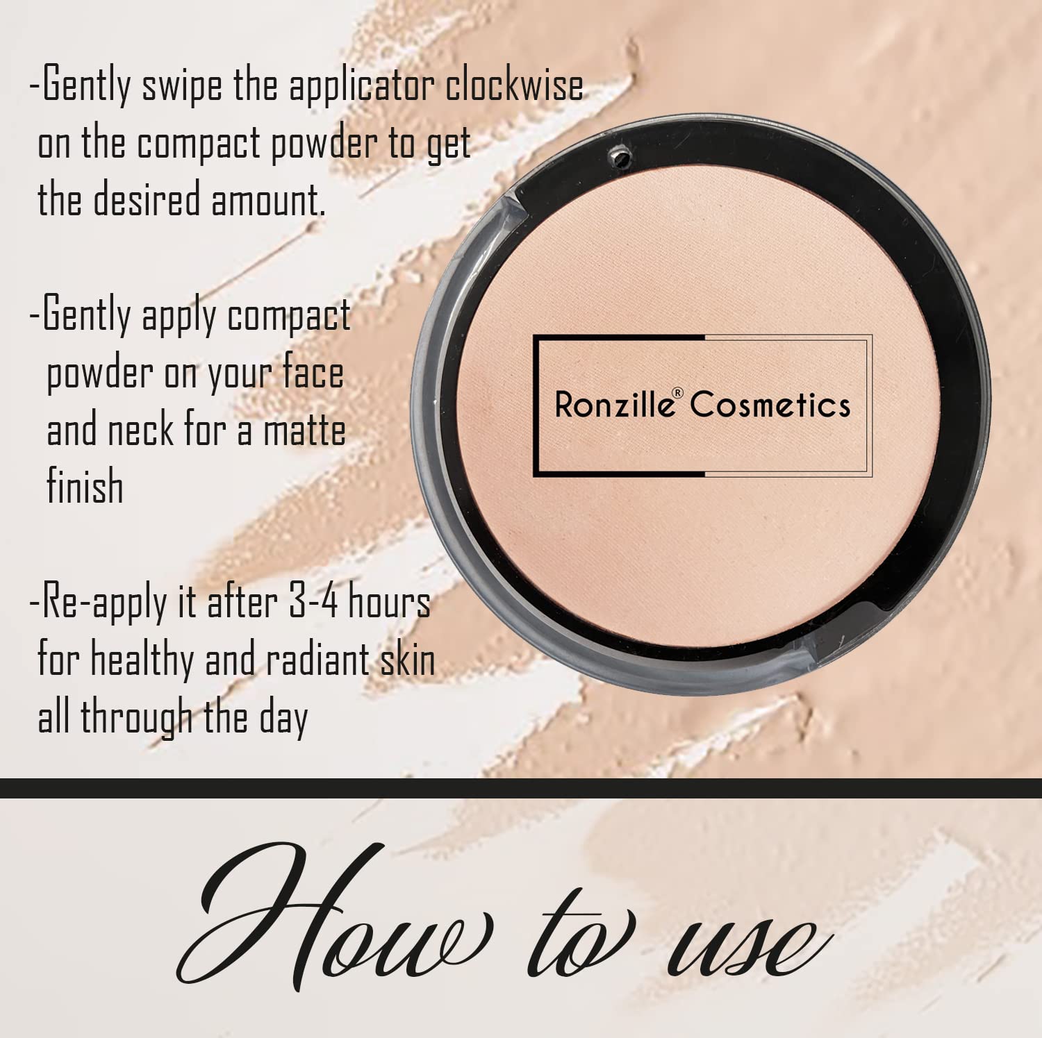 Ronzille Matte Fairness Powder Poreless Compact - Dust Storm | Oil Control & Shine-Free Finish | Perfect for Daily Makeup & Touch-Ups