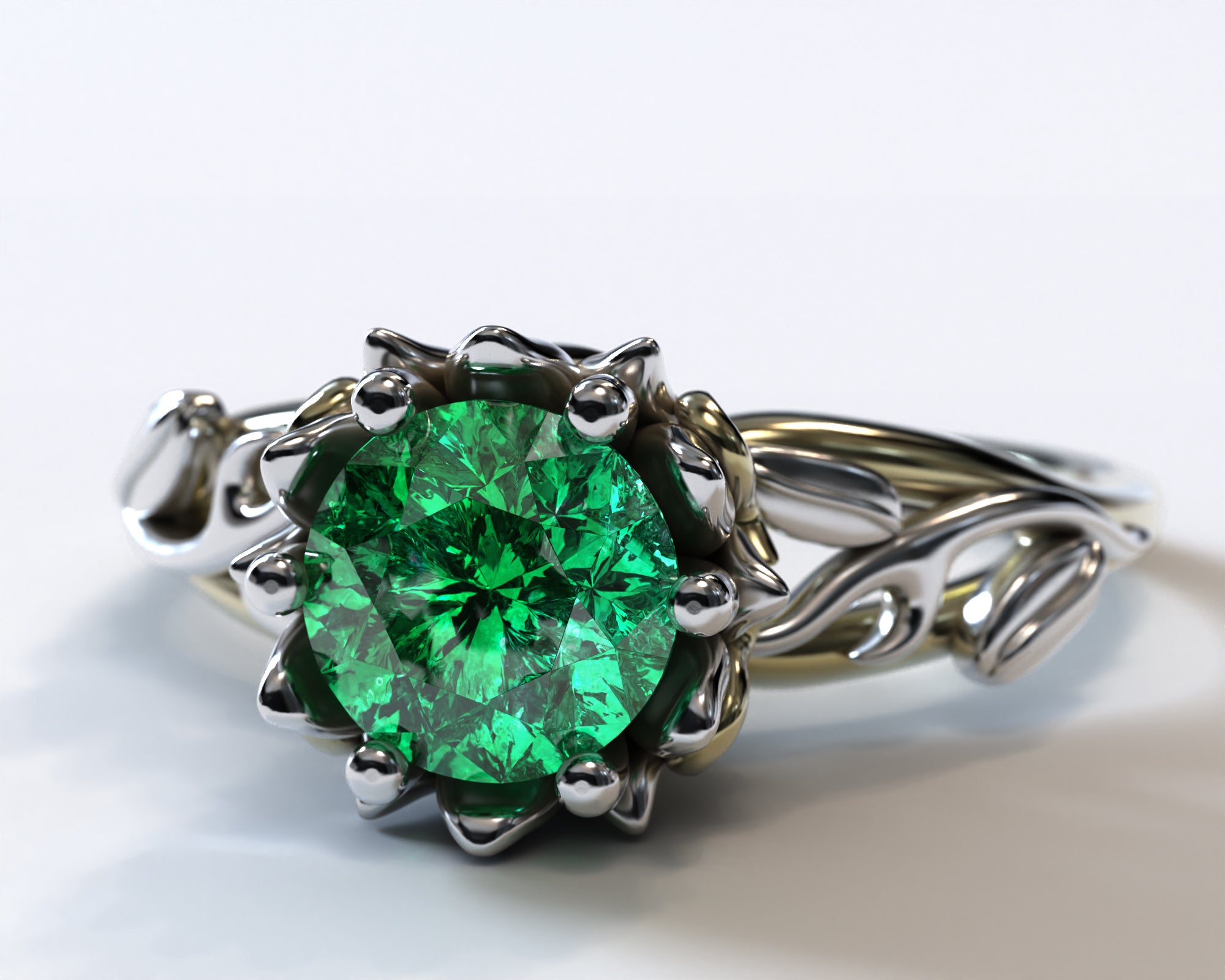Nature Inspired Emerald Engagement Ring – Elegant Green Gemstone Wedding Band for Women – Perfect for Proposals, Anniversaries & Special Occasions