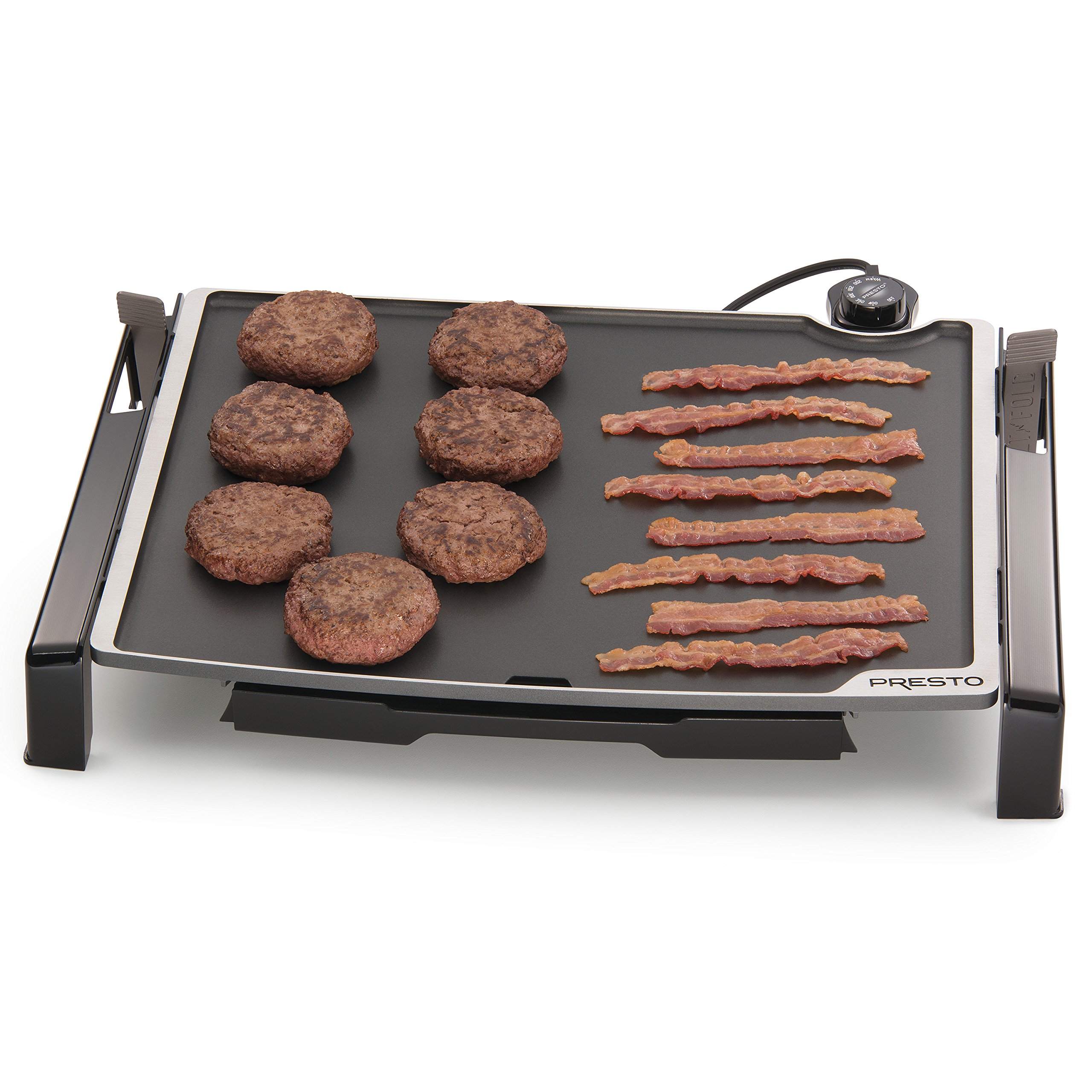 Presto 07073 19-Inch Black Electric Tilt-N-Fold Griddle & 06857 16-Inch Black Electric Foldaway Skillet - Perfect for Home Kitchen, Camping, and Outdoor Cooking