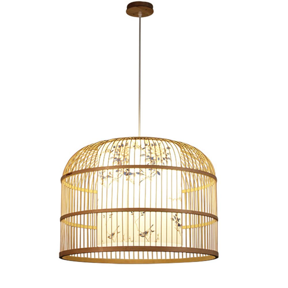 Modern Farmhouse Pendant Lamp - Handmade Bamboo and Rattan Weaving Hanging Light Fixture with E27 Socket, Close to Ceiling Design for Bedroom, Dining Room & Living Room | Perfect for Boho, Rustic and Coastal Home Decor