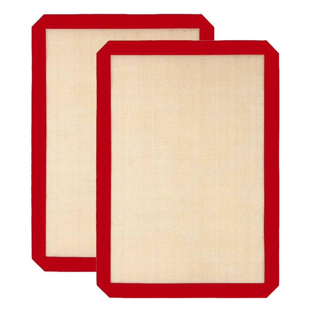 Yiser Non-Stick Silicone Baking Mats Set - Premium Silicone Bakeware for Cookies, Pastries & Bread - Heat Resistant Food Grade Kitchen Tools for Easy Baking & Home Improvement (Black/Red, One Size) - Perfect for Home Bakers & Professional Chefs