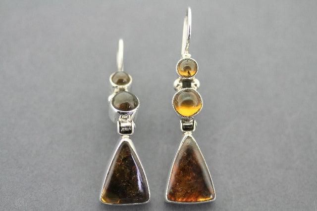 Sterling Silver & Amber Hula Earrings – Handmade Hawaiian Jewelry for Women, Perfect for Beach Parties, Luaus & Tropical Vacations