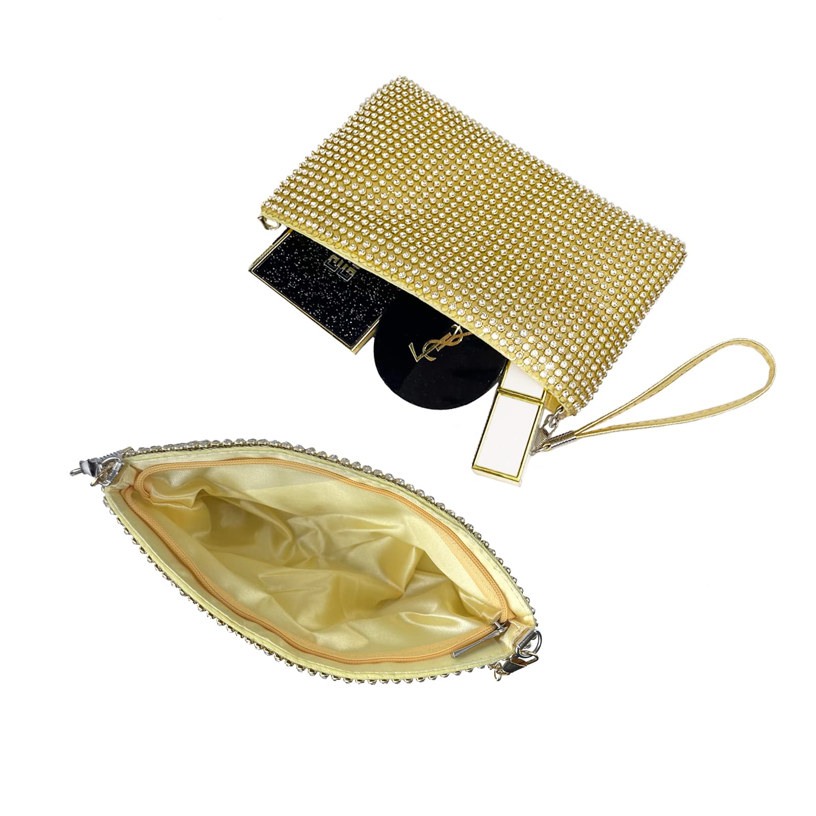 ARTLUXE Silver Rhinestone Wristlet Clutch Purse for Women - Elegant Evening Bag with Bling for Parties, Weddings & Special Occasions | Small Handbag for Night Out, Prom & Formal Events