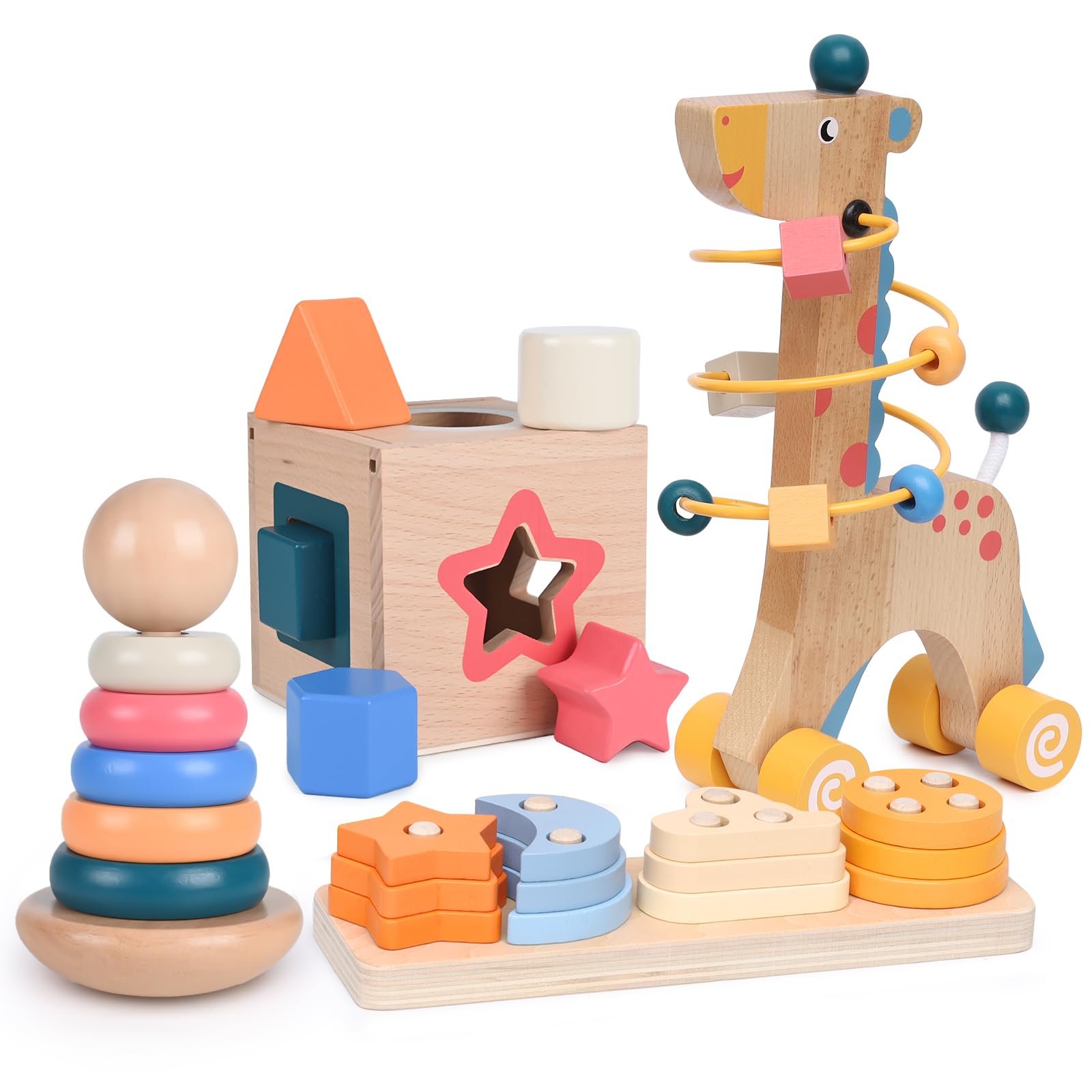 4-in-1 Wooden Montessori Toys for Kids Ages 3+ | Educational Sensory Learning Toys for Toddlers & Preschoolers | Perfect Christmas & Birthday Gifts for Boys and Girls | Ideal for Homeschooling, Daycare & Early Childhood Development