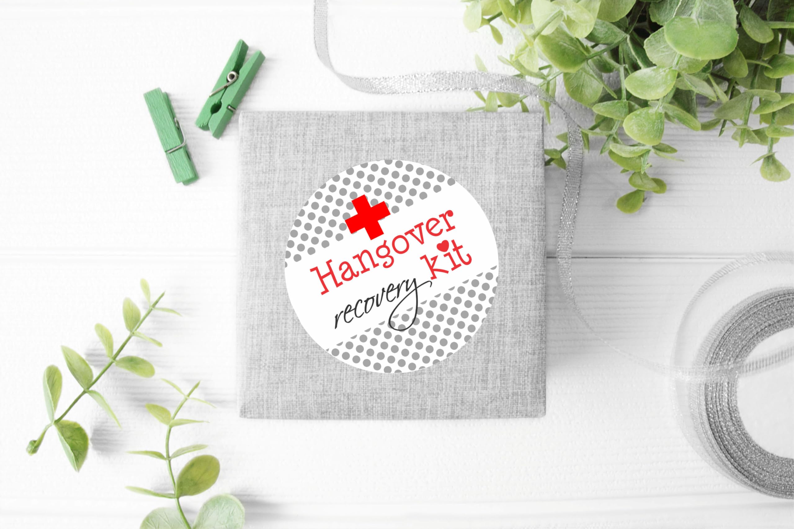 Hangover Relief Kit Stickers - Thank You Stickers for Wedding, Bachelor & Bachelorette Parties - Fun Polka Dot Design - Perfect for Party Favors, Gift Wrapping & Event Decorations