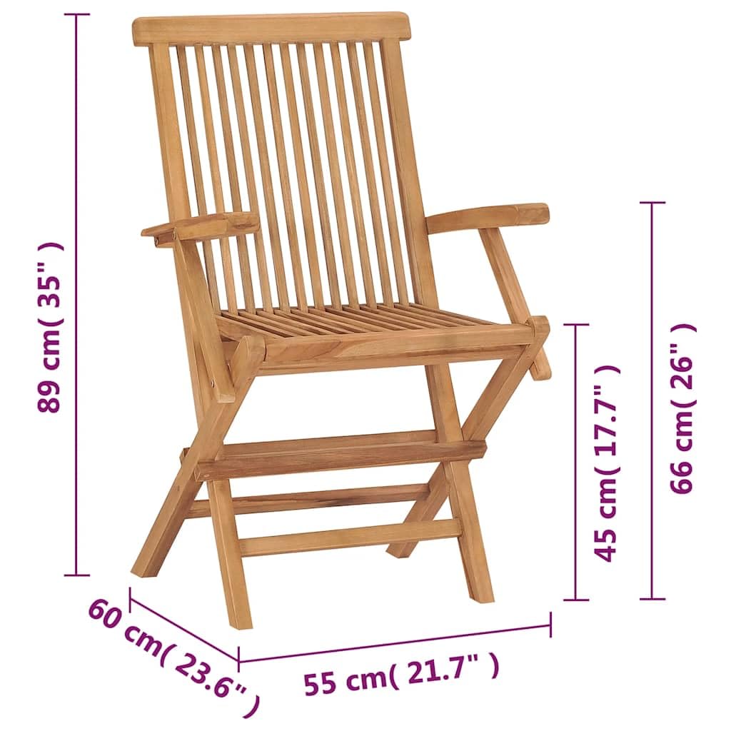 2-Pack vidaXL Folding Teak Wood Patio Chairs with Armrests - Outdoor Garden Dining, Camping & Beach Seating - Stable Foldable Design for Easy Storage - Perfect for Backyard, Deck & Poolside Relaxation