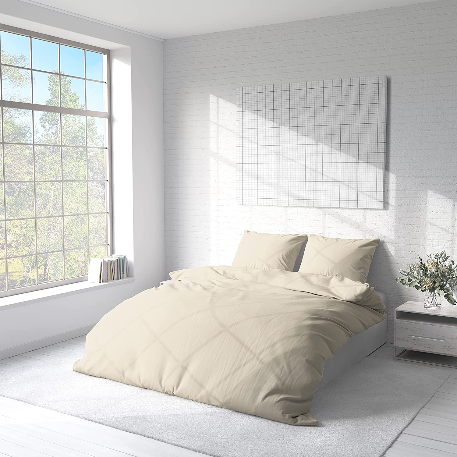 Premium 800 Thread Count Egyptian Cotton Duvet Cover Set - Super King Size with Zipper Closure & Corner Ties (Ivory) | 1 Duvet Cover + 2 Pillow Shams | Luxury Bedding for Master Bedroom, Guest Room & Hotel Use
