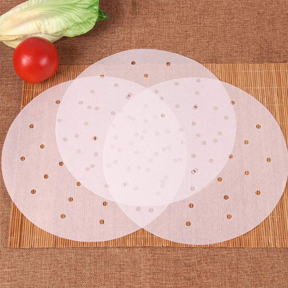 100-Pack 10-Inch Air Fryer Parchment Paper Liners - Reusable, Non-Stick, Pre-Cut for Air Fryers, Bamboo Steamers & Steaming Baskets (6/7/8/9 Inch Options) - Perfect for Healthy Cooking, Meal Prep & Quick Cleanup