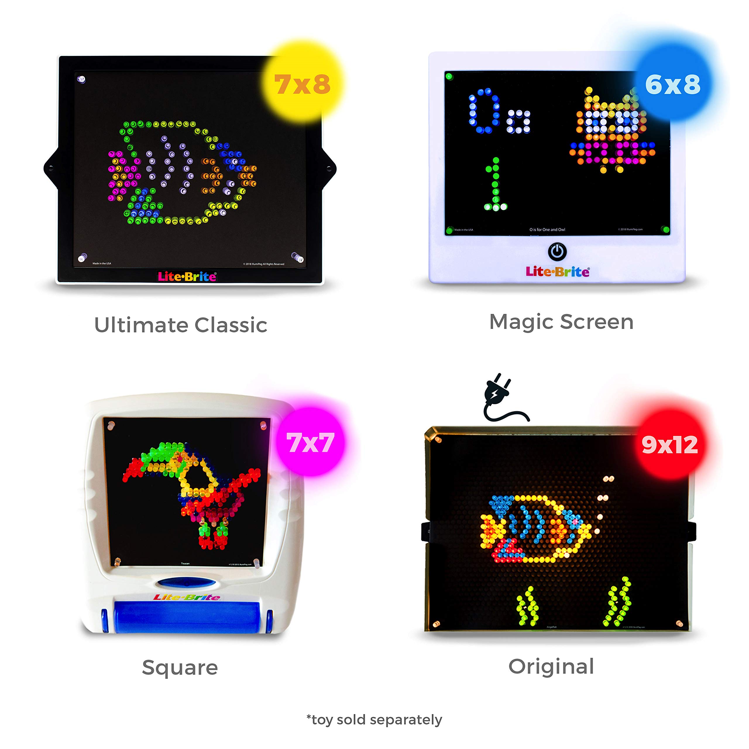Lite Brite Refill Templates - 10 Sheets (7x7) for Lite Brite Cube, Flat-Screen & Four Share | Creative Light Pegboard Art for Kids | Perfect for Birthday Gifts, Classroom Activities & Sensory Play