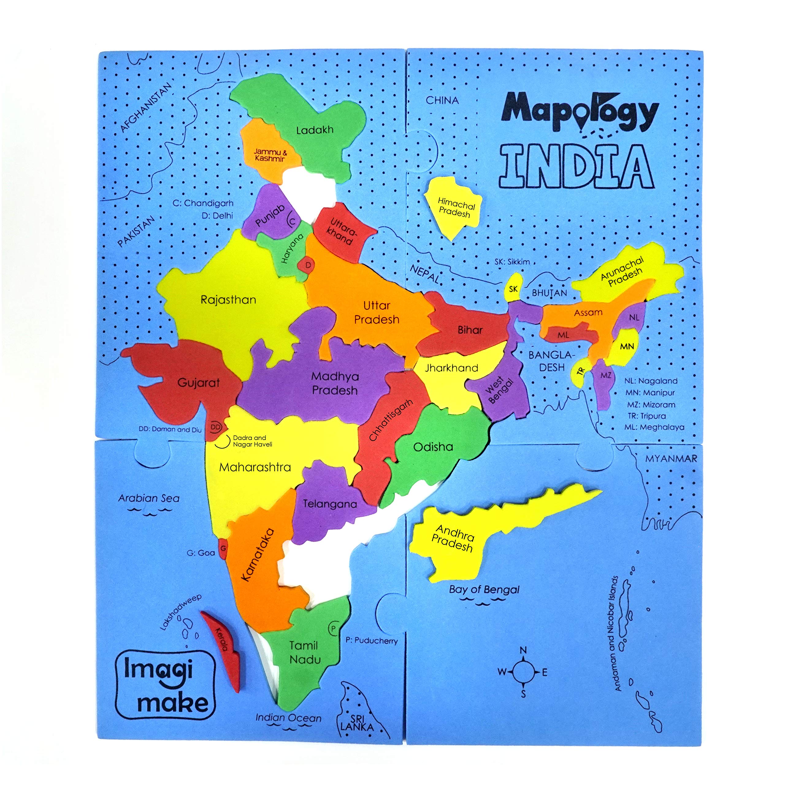 Imagimake Mapology India Map Puzzle - Educational Geography Toy for Kids Ages 4-8 - STEM Learning Game for 4,5,6,7,8 Year Old Boys & Girls - Perfect for Classroom, Homeschool & Birthday Gifts