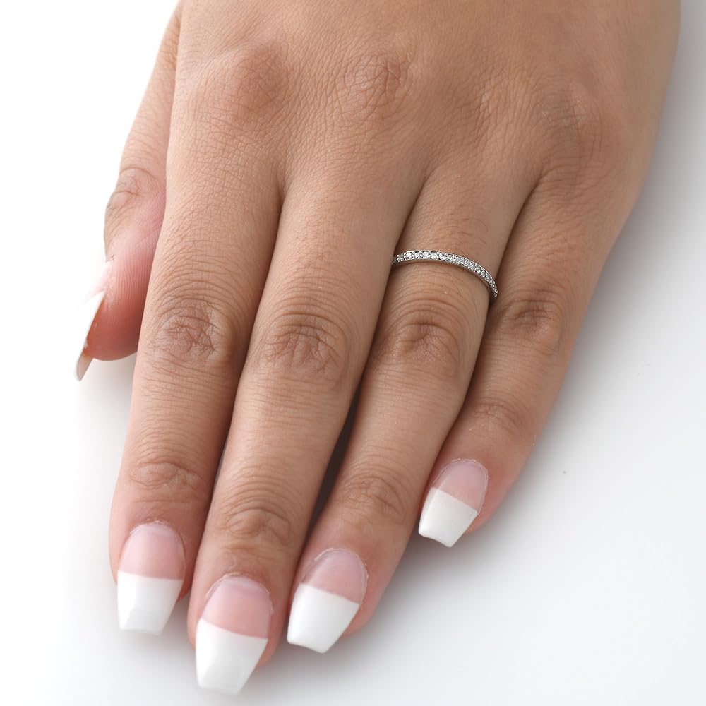 1/8ct Stackable Women's Diamond Wedding Ring - 10k White Gold for Bridal, Anniversary & Everyday Elegance