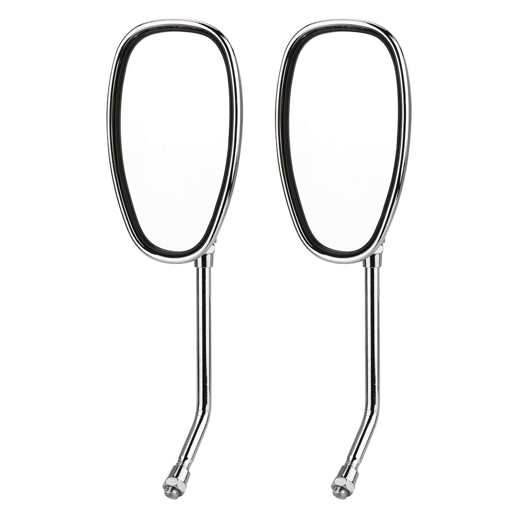 Acouto Motorcycle Side Rear View Mirror Set - 2-Piece Black L-Bar & R-Bar Retro Mirrors (10mm Thread) for Harley, Cruiser & Classic Bikes - Enhance Safety & Style on Road Trips & Daily Commutes