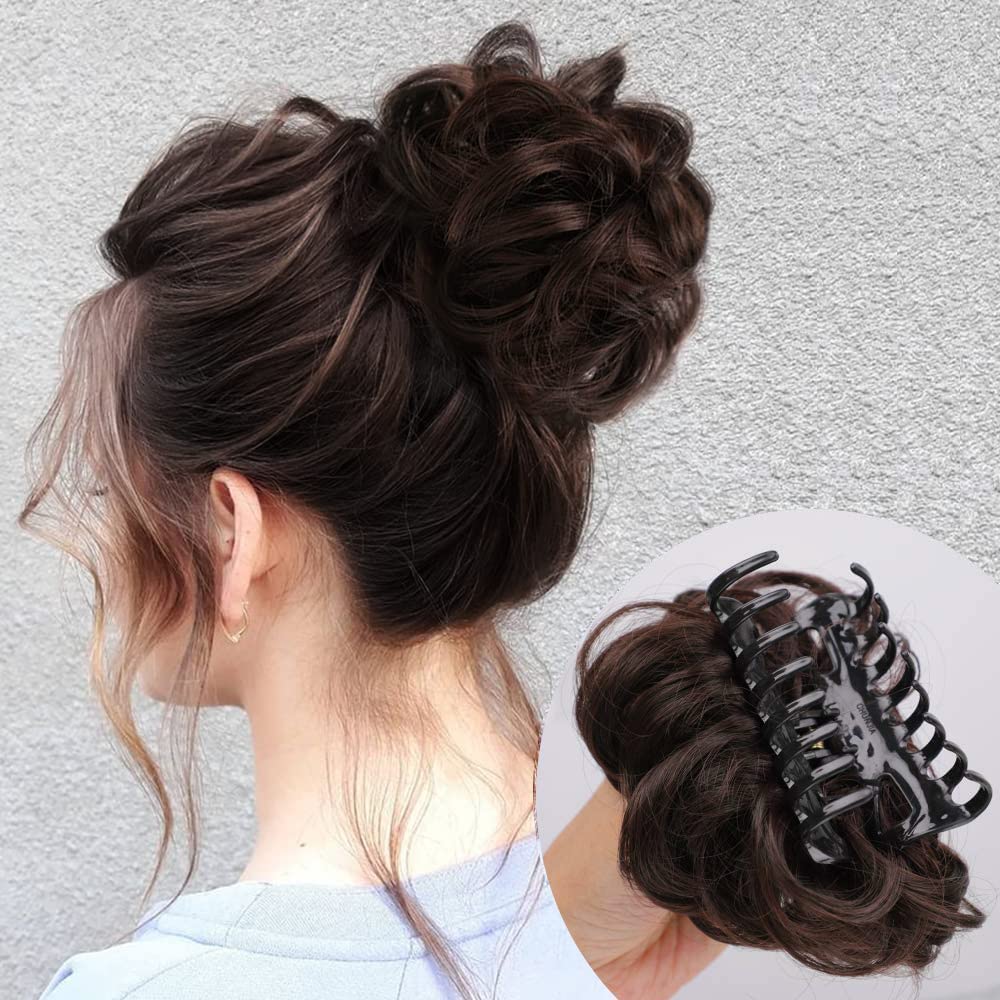 Brown Hair Bun Clutcher for Women & Girls | Artificial Bun Juda with Hair Clips | Hairstyling Tool & Accessory | Perfect for Updos, Ponytails & Special Occasions