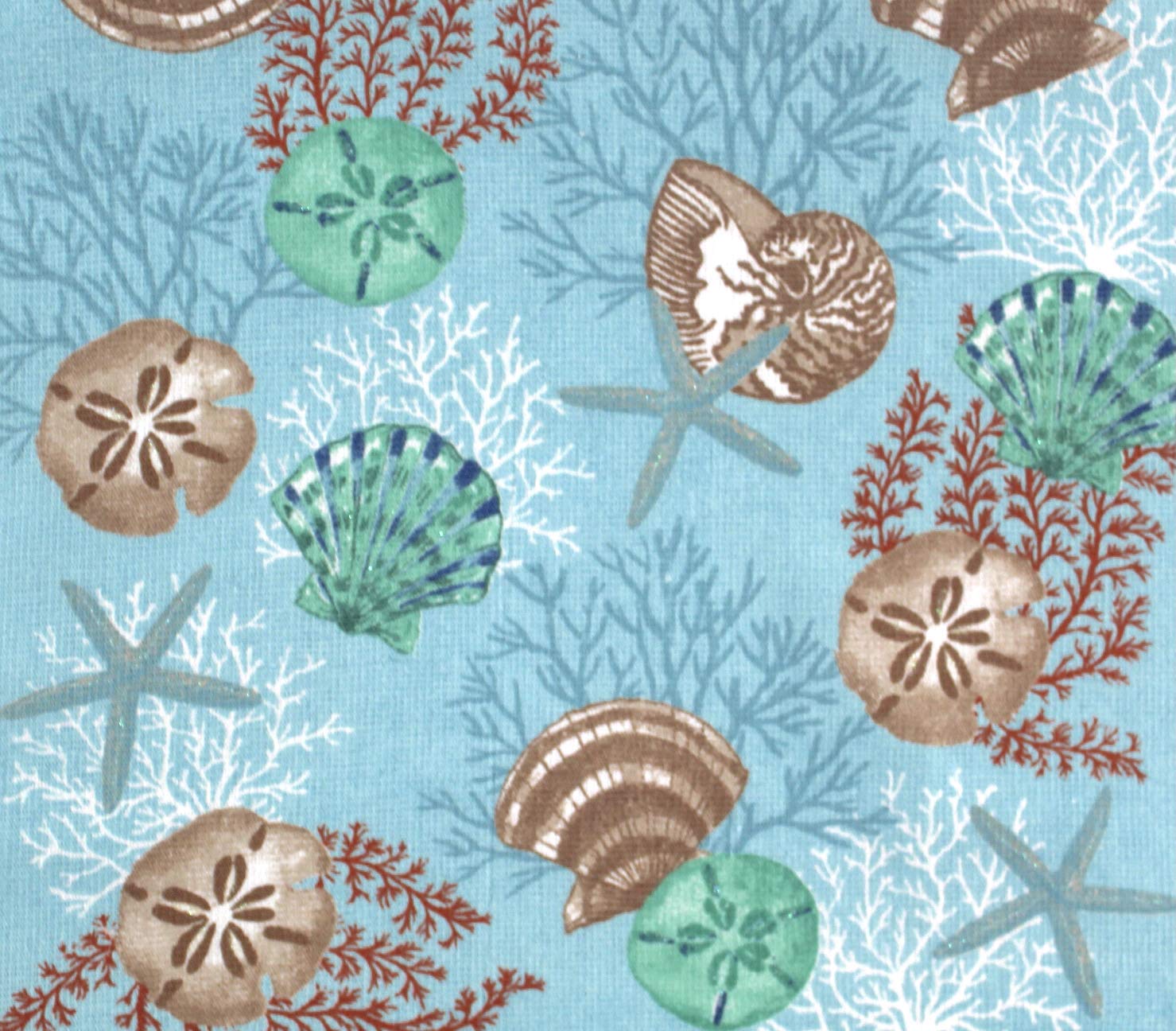4-Pack Summer Shells Kitchen Dish Towels Set - Colorful Ocean Shell Pattern in Beige, Blue & White | Absorbent Cotton Dishcloths for Beach House, Coastal Kitchen & Summer Entertaining