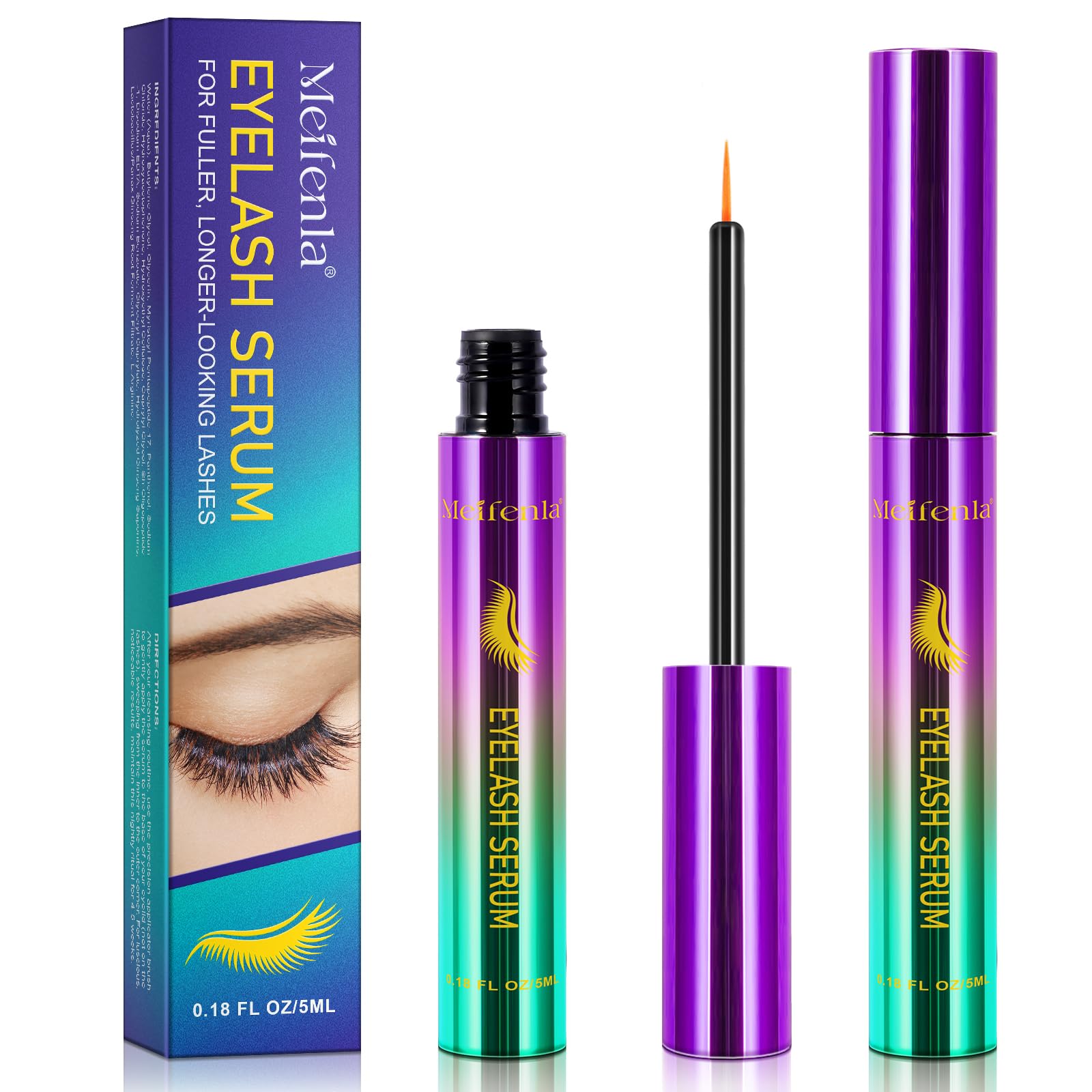 Best Eyelash Growth Serum for Longer, Thicker & Fuller Lashes - Natural Lash Enhancer for Sensitive Eyes - Non-Irritating Formula for Daily Use at Home or Salon