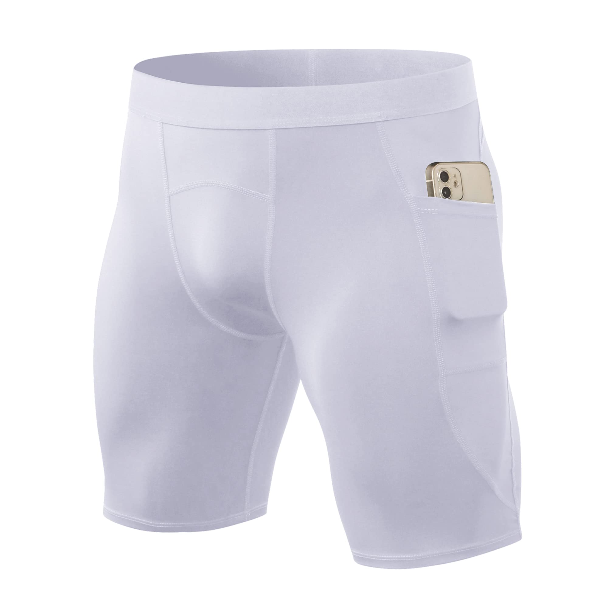 **Men's Compression Shorts with Pockets - Moisture-Wicking Running Underwear for Workout & Athletic Training - Perfect for Gym, Jogging, and Sports Activities**