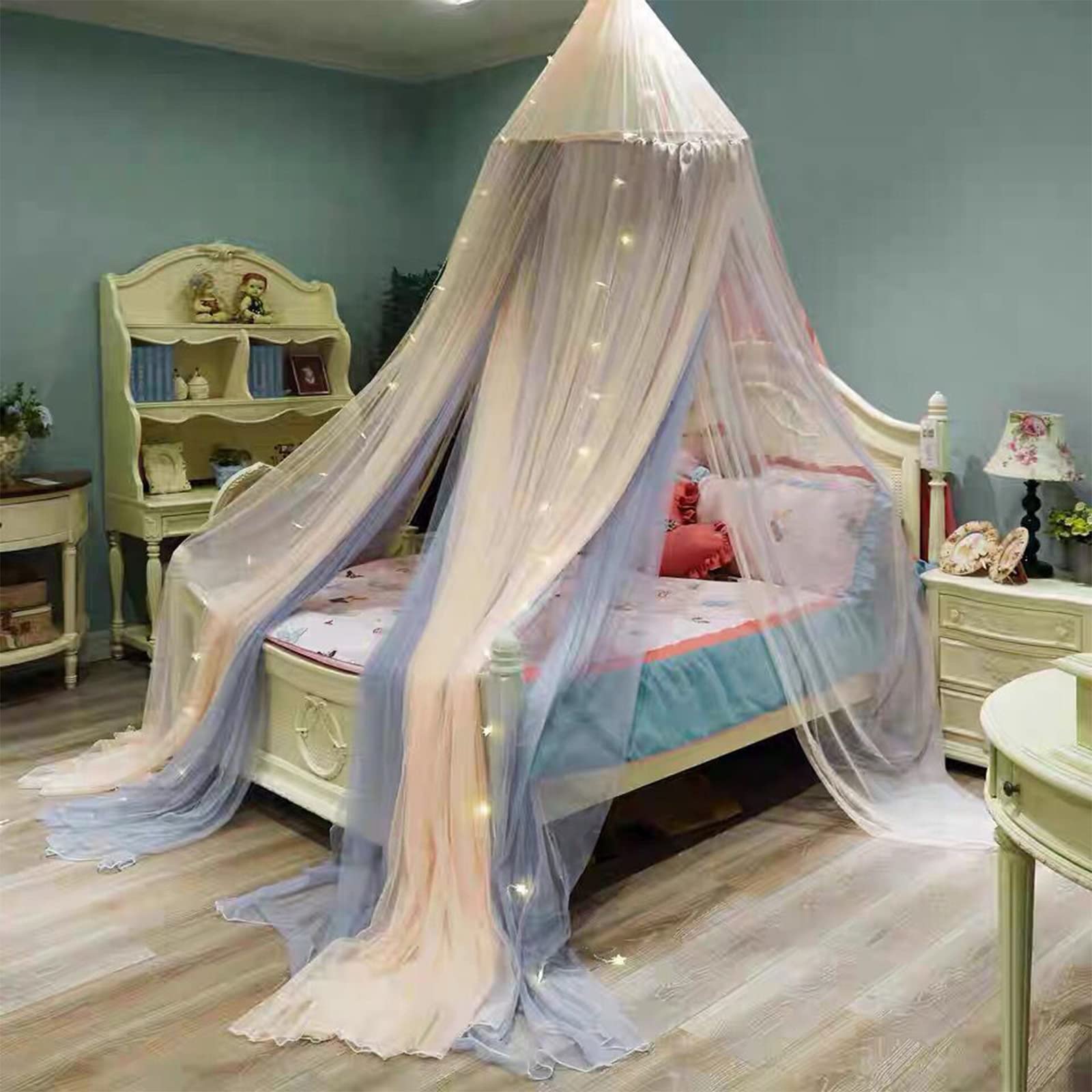 TRGCJGH Double Layer Sheer Mesh Mosquito Net for Bed - Princess Canopy Dome with Round Lace Design | Perfect for Bedroom Decor, Outdoor Camping & Baby Crib Protection