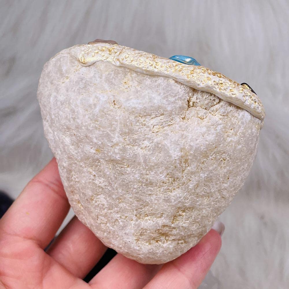 Natural Geode Seven Chakras Quartz Cluster Crystal Specimen - Healing Energy Stones for Meditation, Reiki, Yoga & Home Decor (3-4 inch)