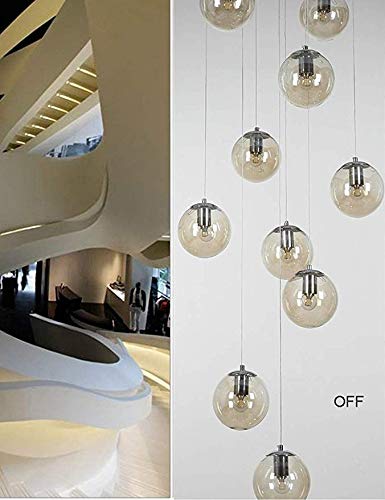 Modern Glass Bubble Chandelier - 15 Multi-Light Pendant for Staircase, Living Room & Villa Ceiling - Elegant Lighting for Duplex Apartments & Stairwells