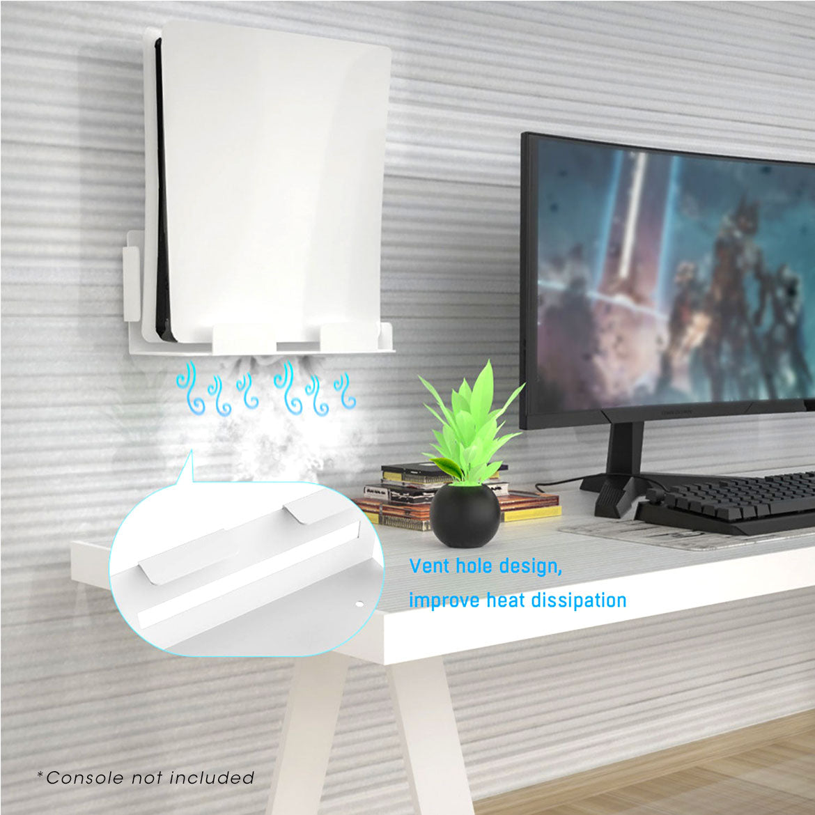 PS5 Console Wall Mount Bracket - Heavy Duty Iron Metal Mount for PlayStation 5 - Perfect for Gaming Room, Living Room & Bedroom Organization