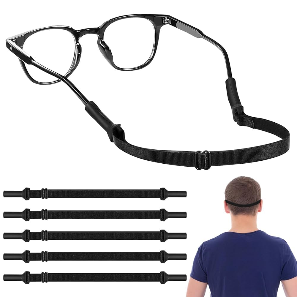 INBOLM 5-Pack Adjustable Sports Glasses Straps for Men & Women - Soft Durable Eyewear Retainer for Running, Camping, Reading, Outdoor Activities - Secure Fit for Active Lifestyles