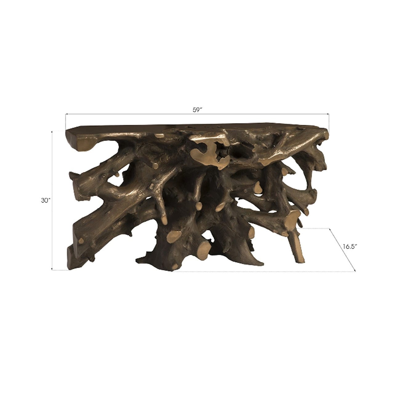 Bronze Cast Root Console Table - Elegant Entryway Furniture for Hallway, Living Room & Foyer Decor