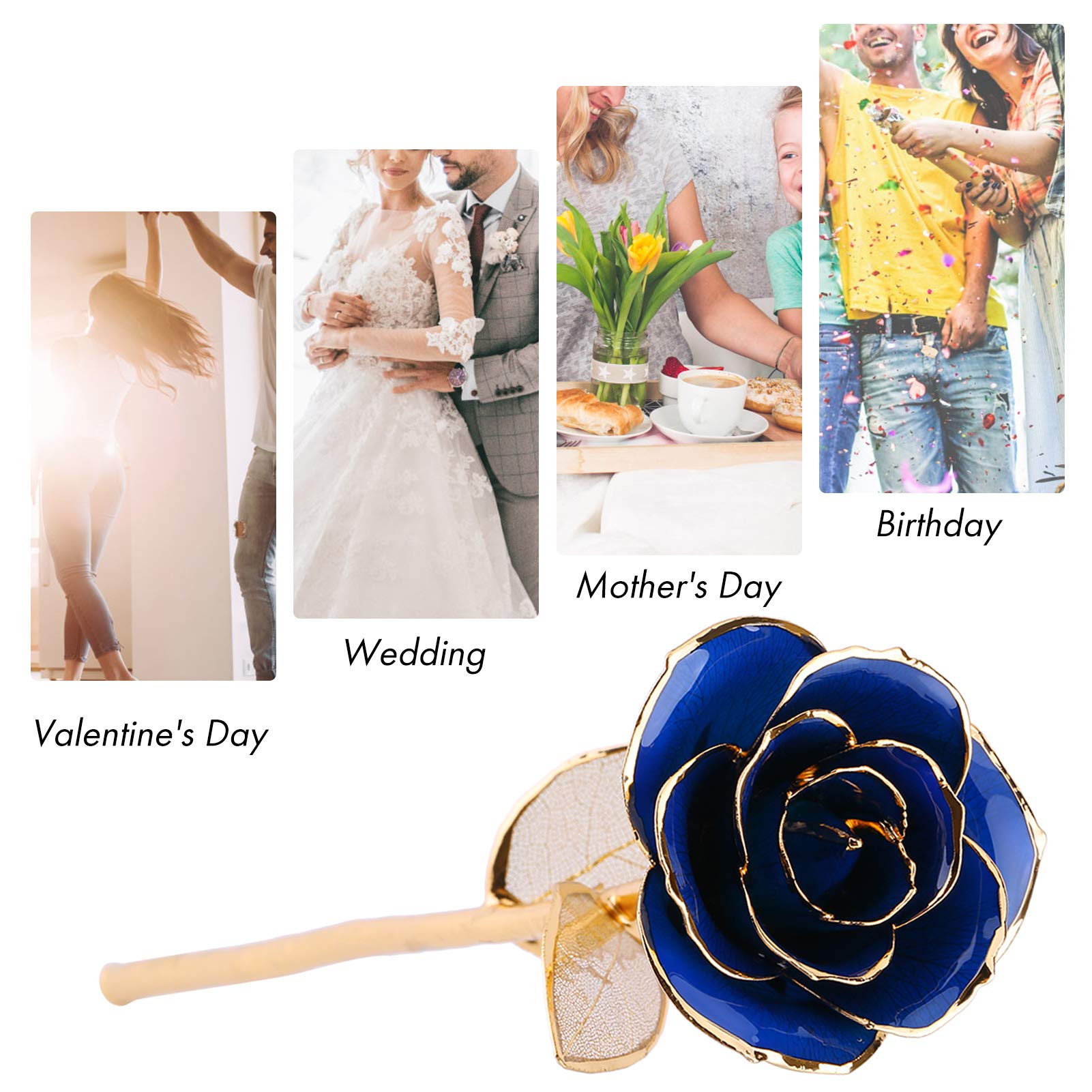 24K Gold Dipped Rose - Realistic & Long-Lasting Natural Shape with Vivid Details - Perfect for Wedding Gifts, Anniversary Presents, Home Decor & Luxury Collections