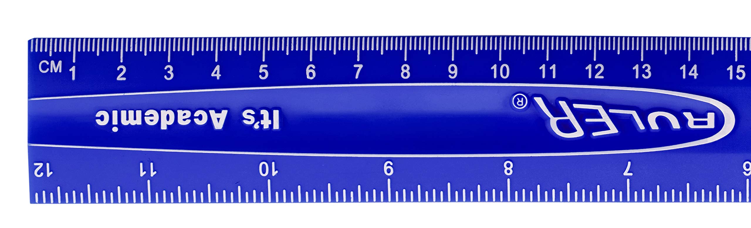 Flexible 12-Inch Non-Breakable Rulers - 12-Pack Blue It's Academic Flexi Rulers for School, Office, Sewing & Craft Projects - Durable Measuring Tool for Students, Teachers & DIY Enthusiasts